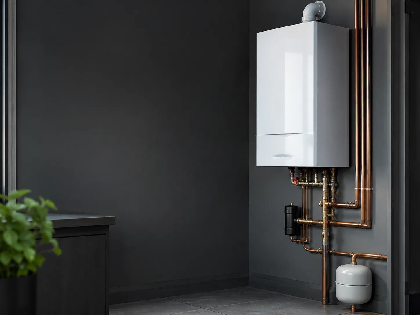 Warm home interior with a radiator and heating toolkit